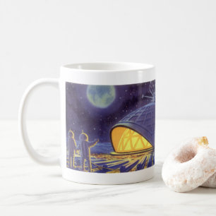 Mug Science-fiction vintage d'aliens sur la lune de la