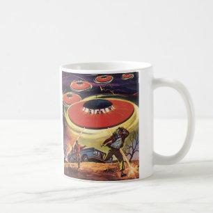 Mug Science-fiction vintage, Sci Fi UFO Alien Invasion