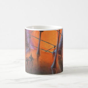 Mug Science-fiction vintage, soleil orange et extrater
