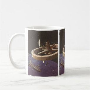 Mug Science-fiction vintage, station spatial avec plan