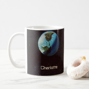 Mug Science-fiction vintage, vaisseau spatial au-dessu