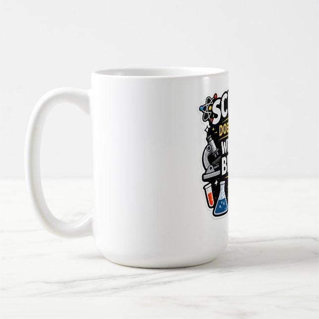 Mug Science Over Belief – Funny Science Quote Design (Gauche)