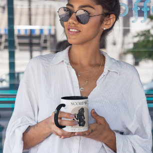 Mug Scorpio Feminine Zodiac Design Brown Noir 15 OZ