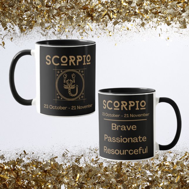Mug Scorpio signe Zodiaque avec symbole et traits (Scorpio Zodiac Coffee Mug with traits)