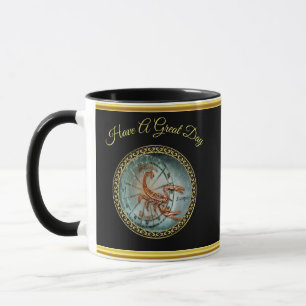 Mug Scorpio Zodiac Astrologie noir feuille d'or design