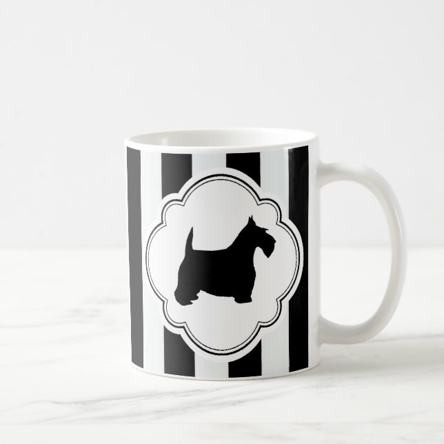 Mug Scottie blanc de noir de rayure (Droite)