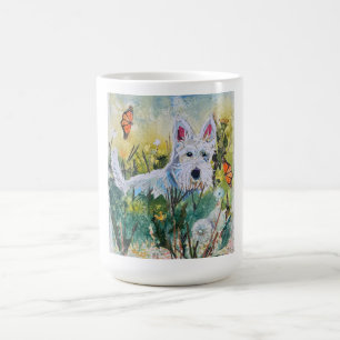 Mug Scottie heureux dans un champ