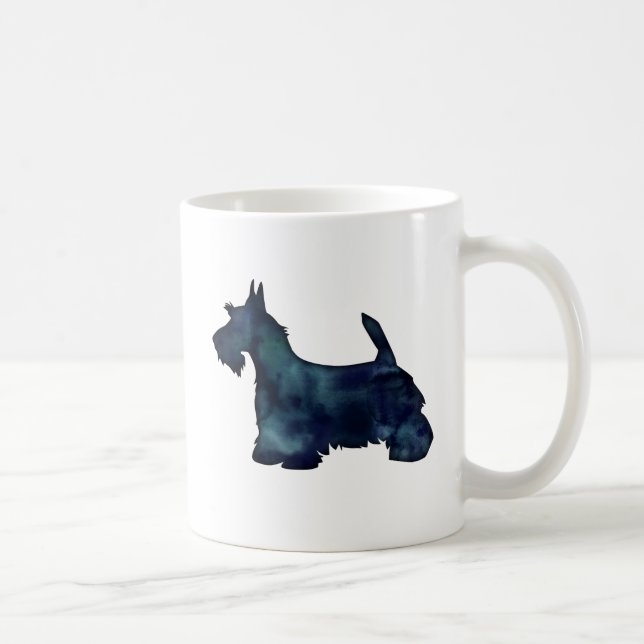 Mug Scottie Terrier Aquarelle noire Silhouette (Droite)
