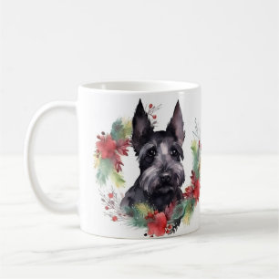 Mug Scottish Terrier Christmas Wreath Festive Pup