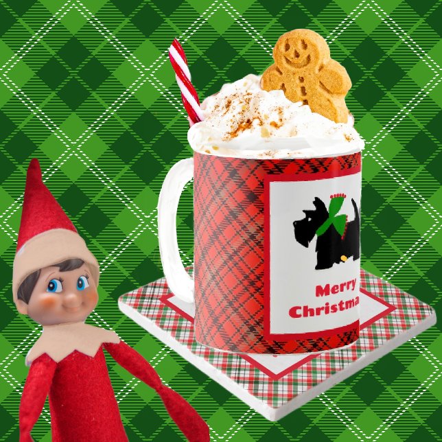 Mug Scottish Terrier Plaid Joyeux Noël (This looks so cozy and warm!)