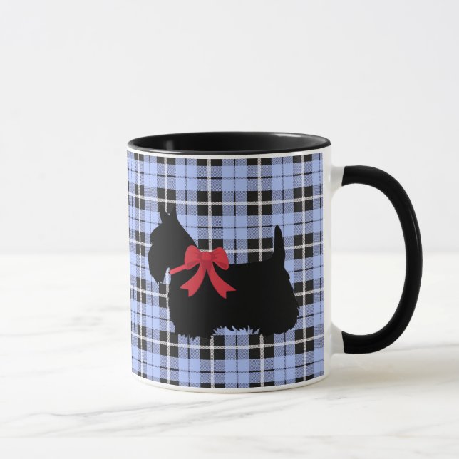 Mug Scottish Terrier, Scotland dog, Baby blue plaid (Droite)