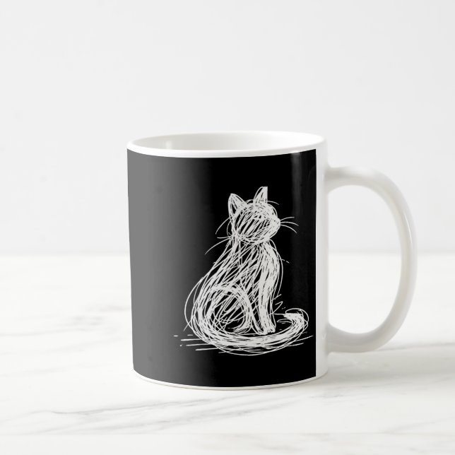 Mug Scribble Cat Minimal Line Art Japanese  (Droite)