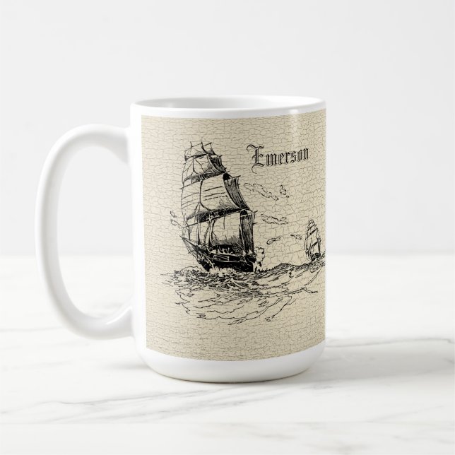 Mug Scrimshaw Design voilier (Gauche)
