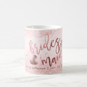 Mug Script Bridesmaid Faux Rose Gold + Snow Bokeh