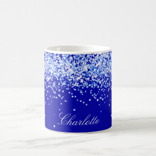 Mug Script de nom de la parties scintillant bleue roya