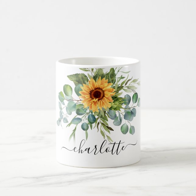 Mug Script de nom de la végétation de tournesol eucaly (Centre)