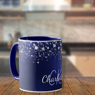Mug Script de nom de monogramme de la parties scintill