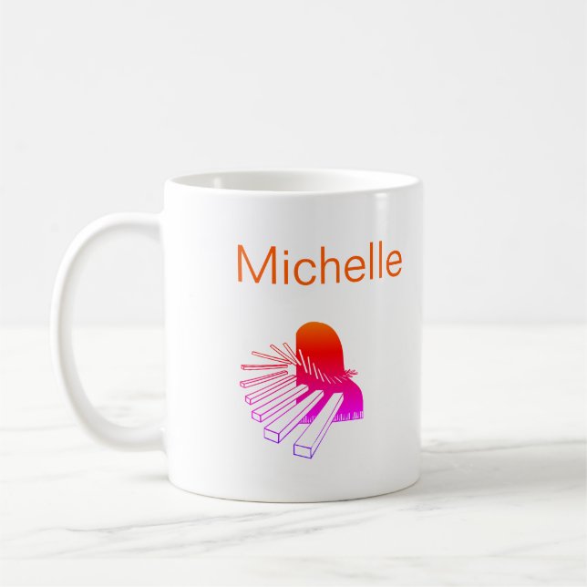 Mug Script de notes de musique pour piano Nom Café noi (Gauche)