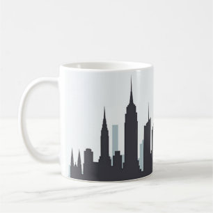 Mug Script élégant en silhouette noire de New York Sky
