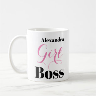 Mug Script élégant rose noir personnalisé Girl Boss 