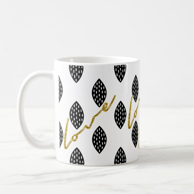 Mug Script Gold Love Motif moderne (Gauche)