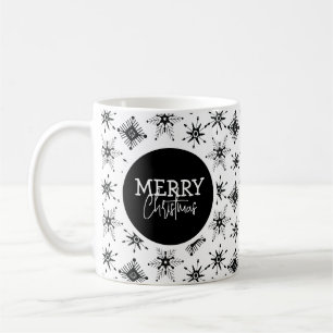 Mug Script Joyeux Noël Flocons de neige noirs    