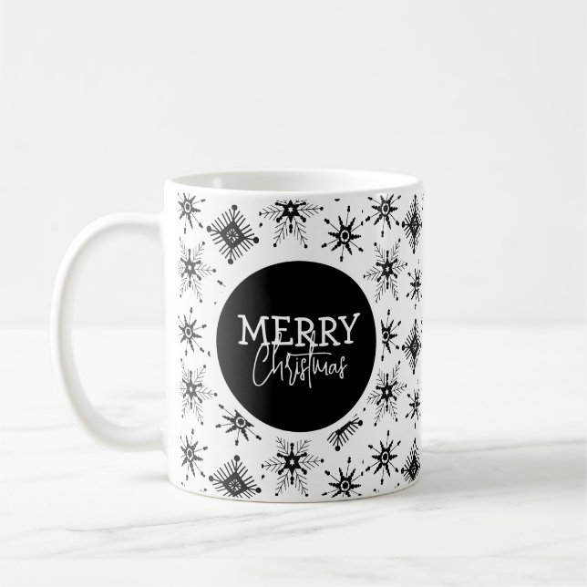 Mug Script Joyeux Noël Flocons de neige noirs     (Gauche)