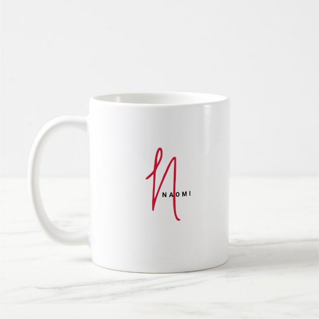 Mug Script Minimaliste | Monogramme et Nom Personnalis (Gauche)