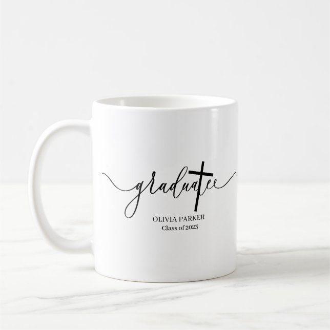 Mug Script moderne Cross Graduate Photo Graduate (Gauche)
