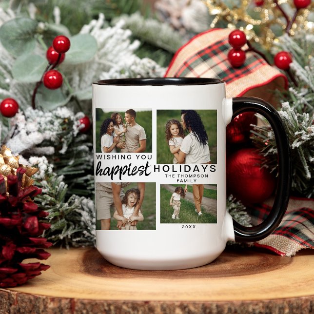 Mug Script moderne Famille Photo personnalisée Noël 20 (Créateur téléchargé)