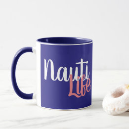 Mug script NAUTI LIFE mignon, nautique avec ancre |