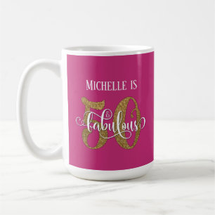 Mug Script Pailleté Or 50 & Fabuleux Sur Rose Chaud