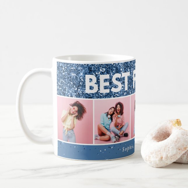 Mug Script photo girly moderne bleu parties scintillan (Avec donut)