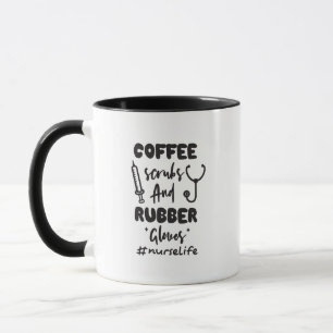 Mug Scrubs à café et gants en caoutchouc Nurse Life Ca