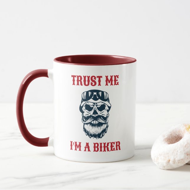 Mug Scull de barbe | Motorcycle | Faites-moi confiance (Avec donut)