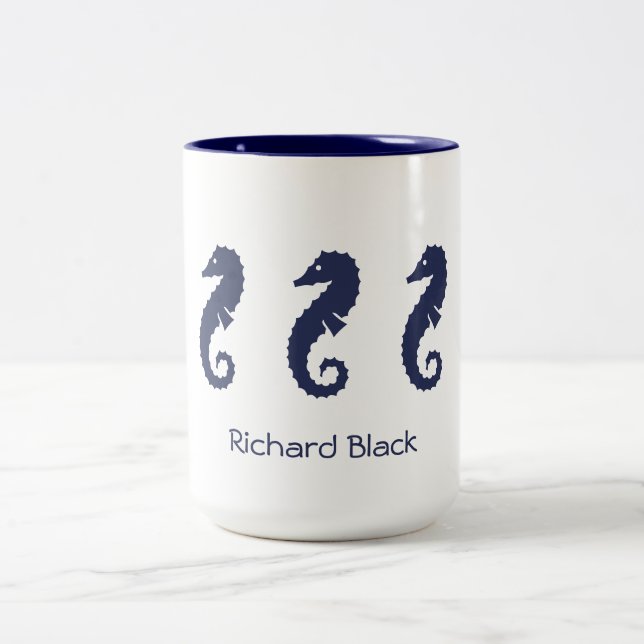 Mug - Sea Horses (navy blue) (Center)