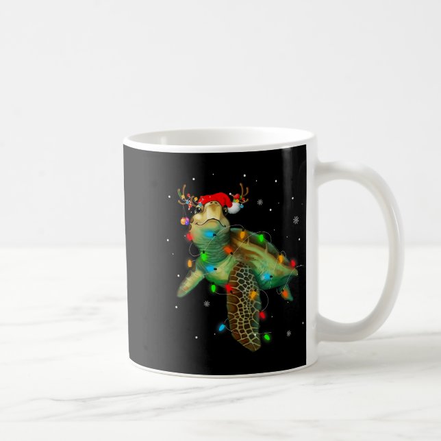 Mug Sea Turtle Christmas Lights Funny Santa Hat Merry  (Droite)