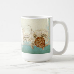 Mug Sea Turtle Modern Coastal Ocean Beach Swirls