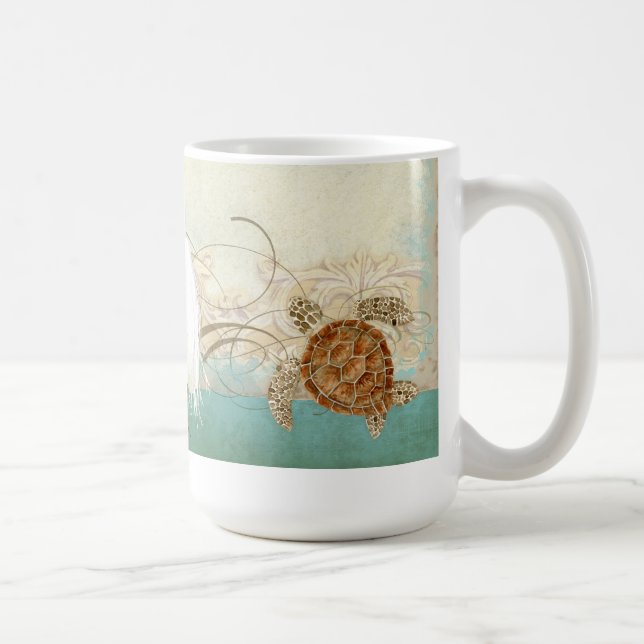 Mug Sea Turtle Modern Coastal Ocean Beach Swirls (Droite)