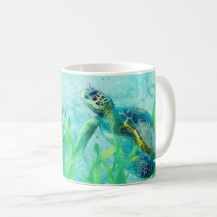 Mug Sea Turtle Ocean Beach Art Élégant Tropical Person