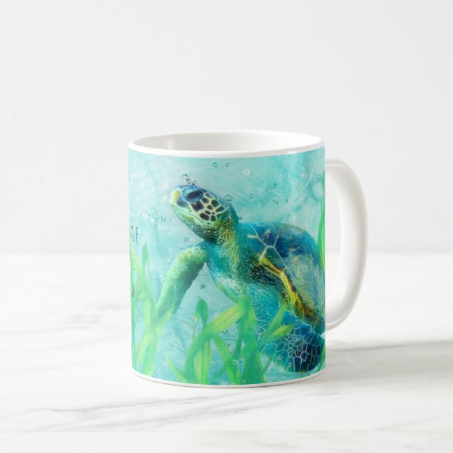 Mug Sea Turtle Ocean Beach Art Élégant Tropical Person (Devant droit)