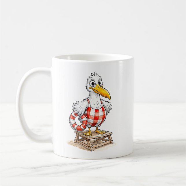 Mug Seagull Comic Lifeguard Bird (Gauche)