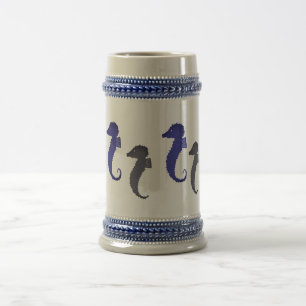 Mug - Seahorses in Blue and Grey