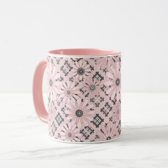 Mug Seamless abstract moderne checkered plaid floral p (Devant gauche)