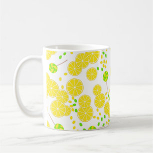 Mug Seamless bright lemon slices candy lollipops