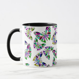 Mug Seamless cartoon kids abstract buttefly pattern wh