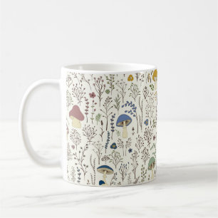 Mug Seamless pattern. Set of colorful wild plants and 