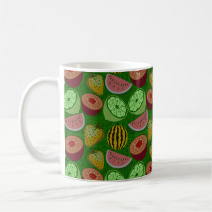 Mug Seamless pattern tropical fruit & green background