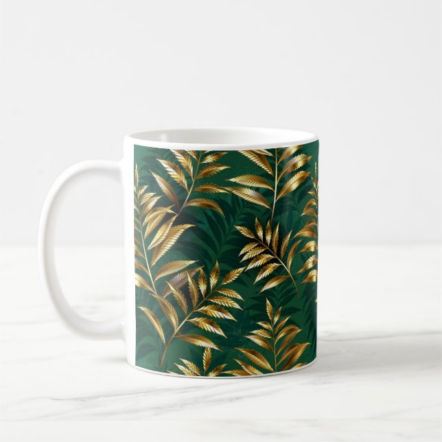 Mug Seamless pattern with golden ferns (Gauche)
