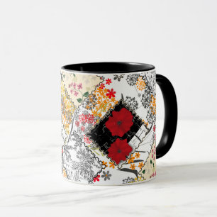 Mug Seamless retro vintage patchwork quilting poppies